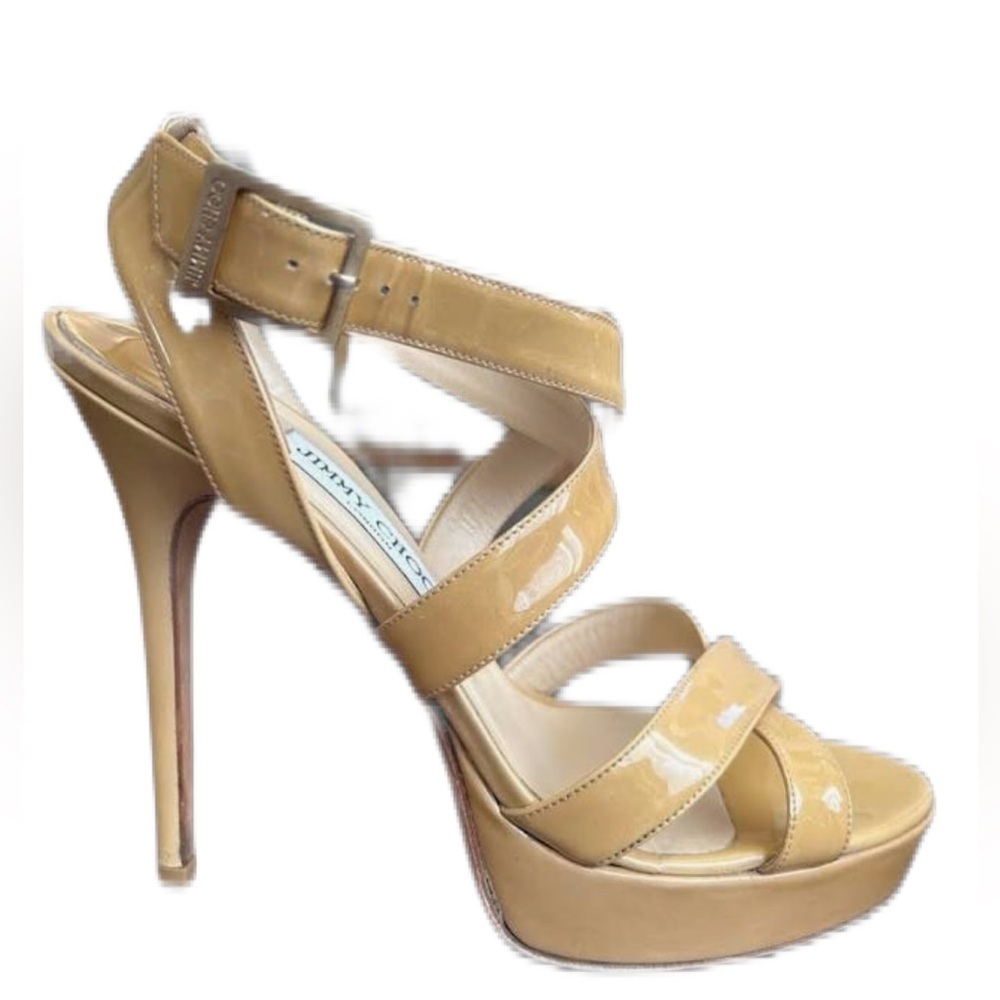 Jimmy Choo Lottie Nude Patent Leather Heels/ Sandals Size 41